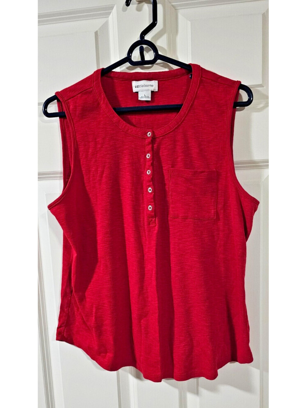 Liz Claiborne womens sleeveless henley thank top size Large